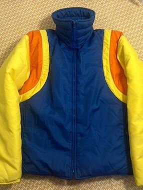 Men's Blue and Yellow Ski Jacket